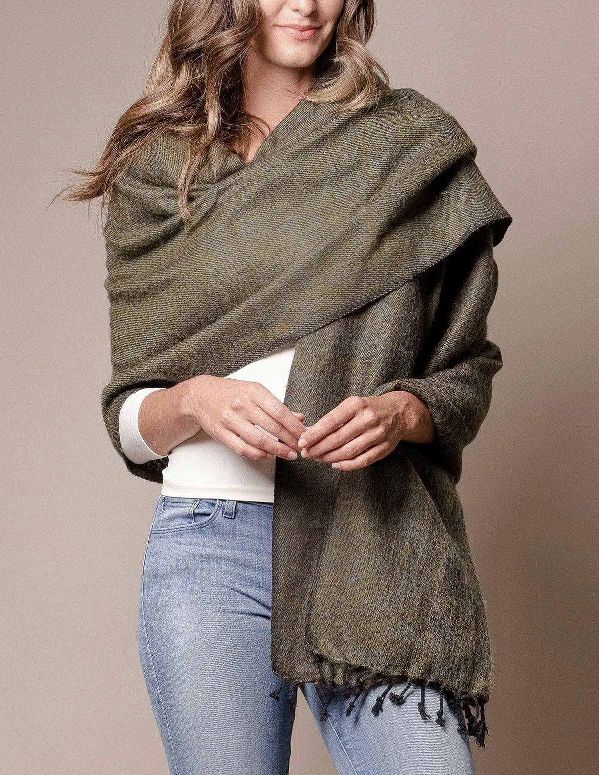 Himalayan Yak Wool Wrap - Moss