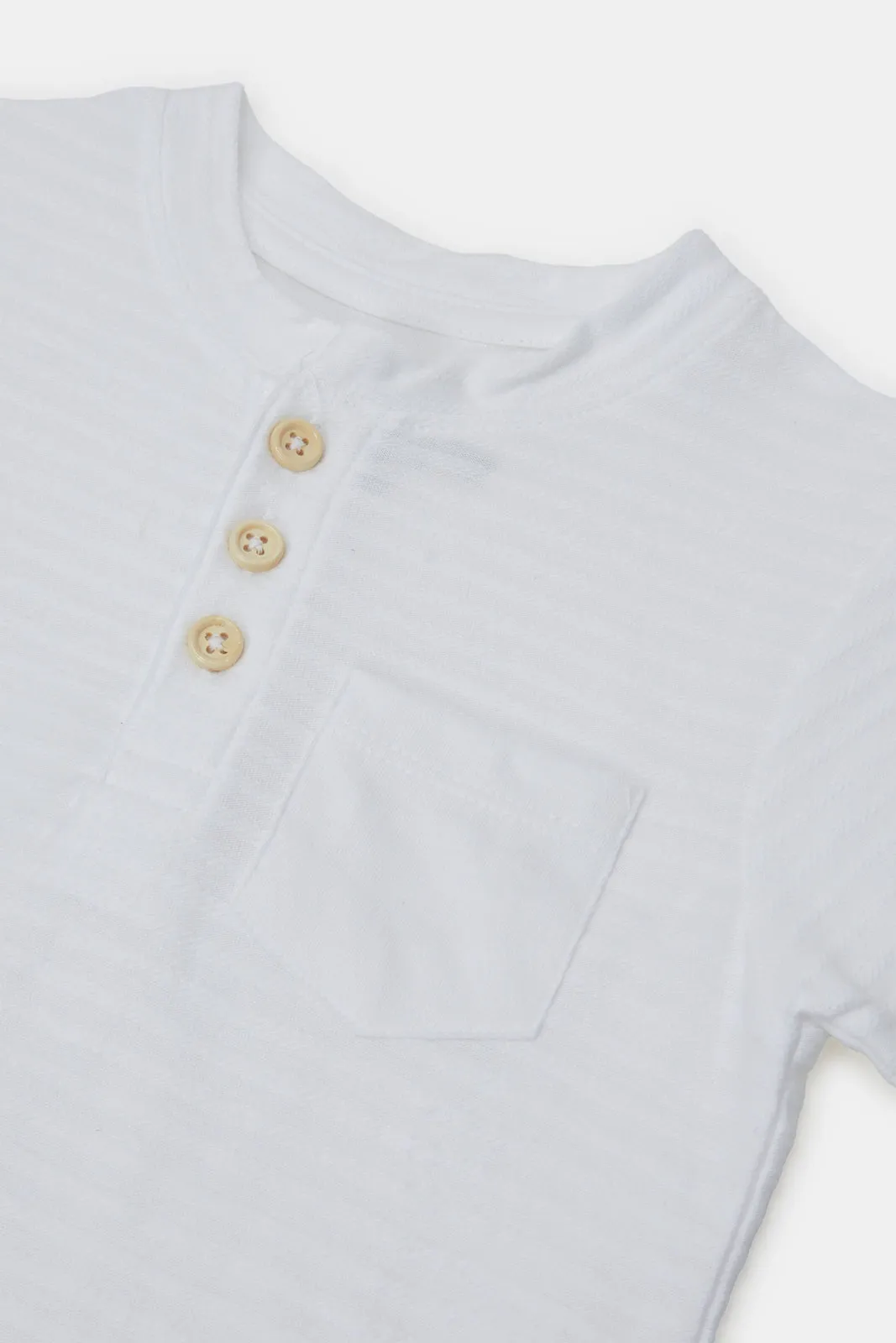 Infant Boys White Jacquard T-Shirt