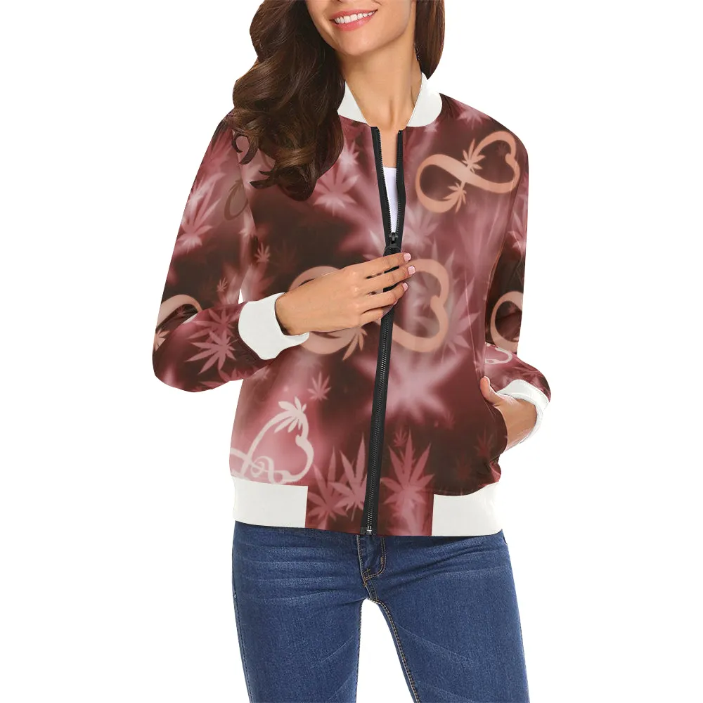 INFINITY RED COSMOS All Over Print Bomber Jacket for Women