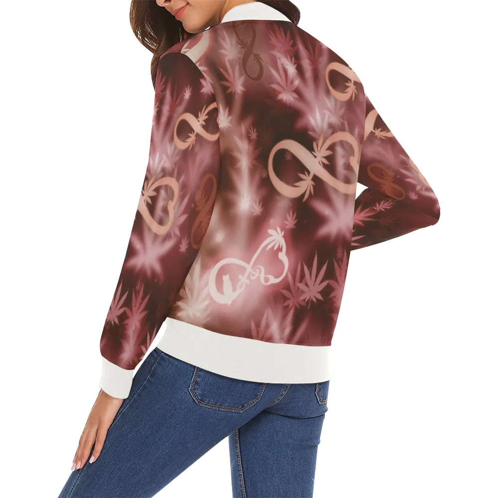 INFINITY RED COSMOS All Over Print Bomber Jacket for Women