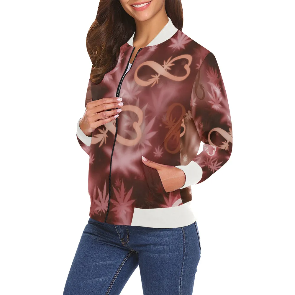 INFINITY RED COSMOS All Over Print Bomber Jacket for Women