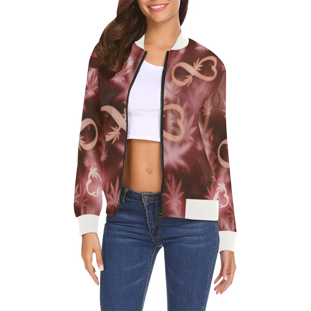 INFINITY RED COSMOS All Over Print Bomber Jacket for Women