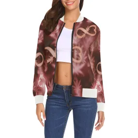 INFINITY RED COSMOS All Over Print Bomber Jacket for Women