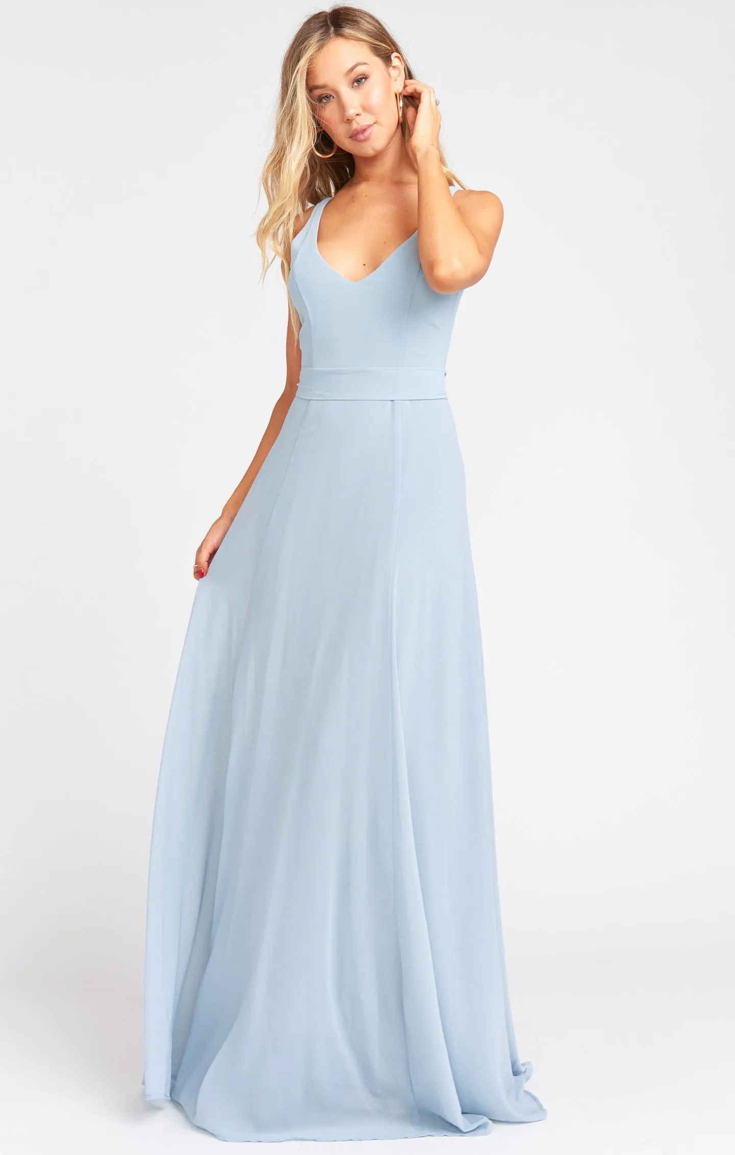 Jenn Maxi Dress ~ Steel Blue Chiffon