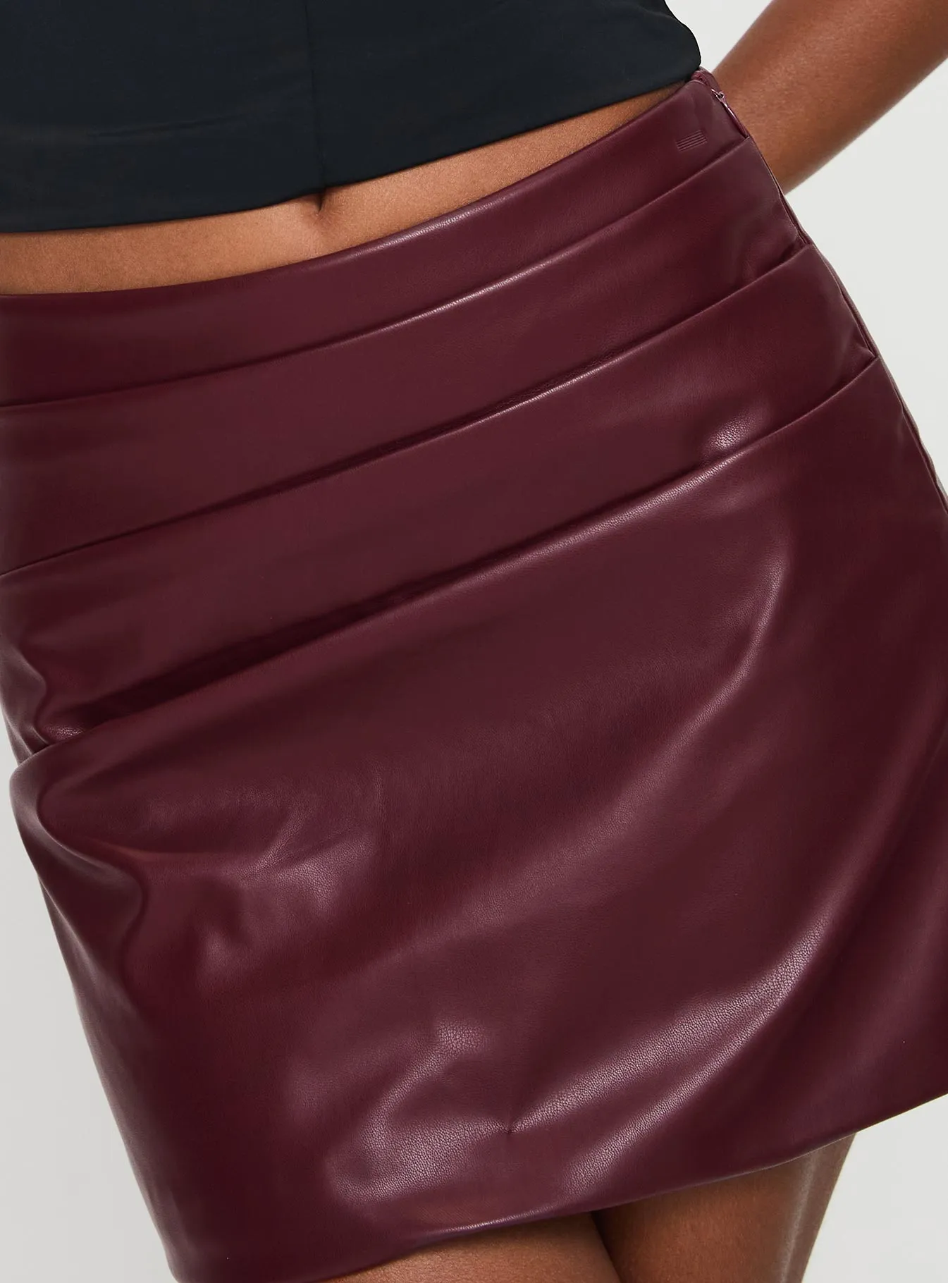 Kalilah Faux Leather Mini Skirt Red