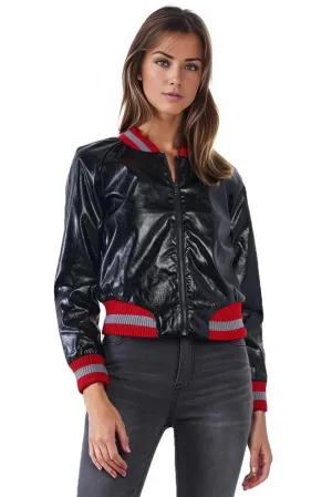 Karlee Womens Stylish Baseball Leather Jacket