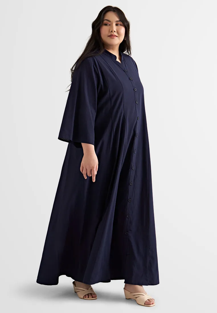 Kimaya Maxi Button Godet Dress