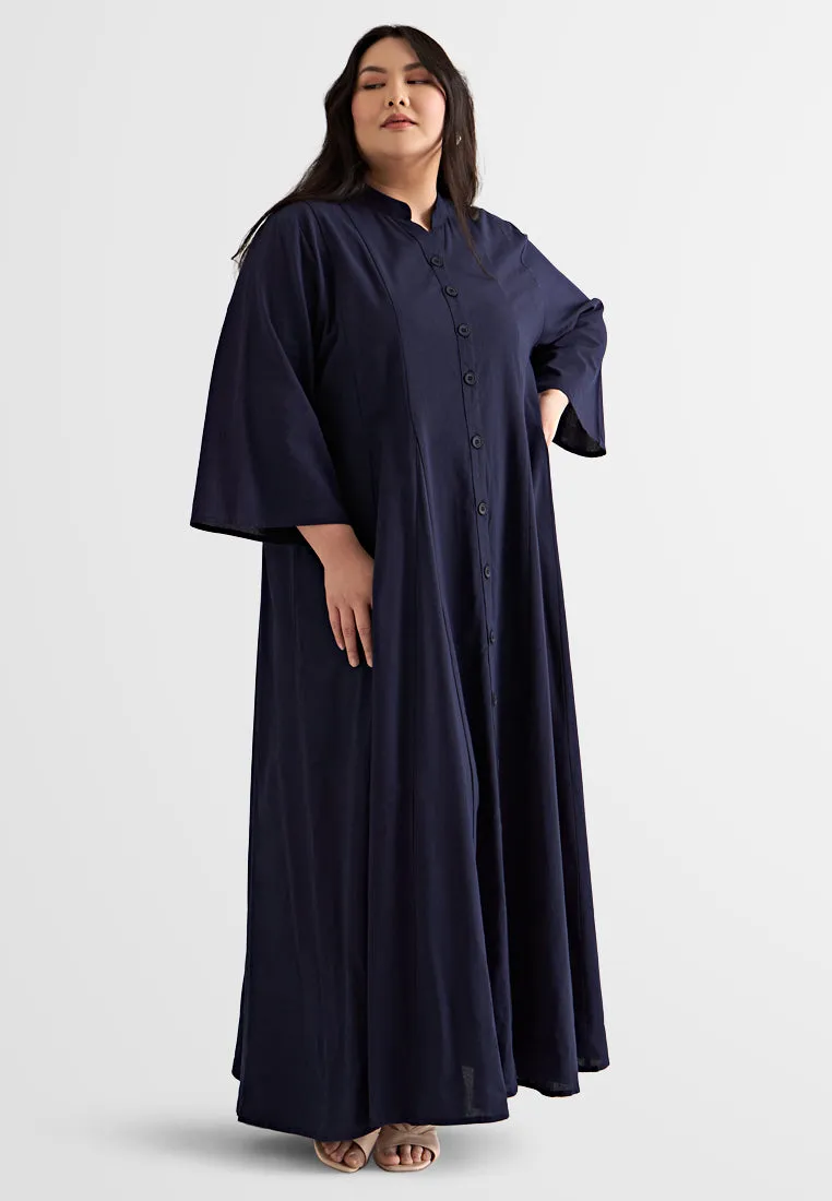 Kimaya Maxi Button Godet Dress