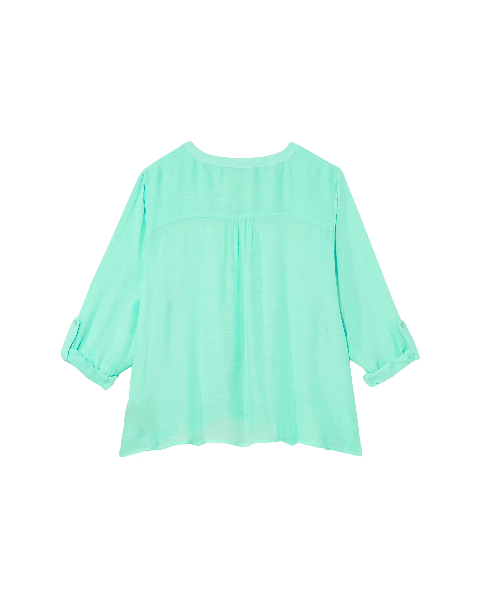 Lisel Tabbed Sleeve V-Neck Blouse | Light Blue