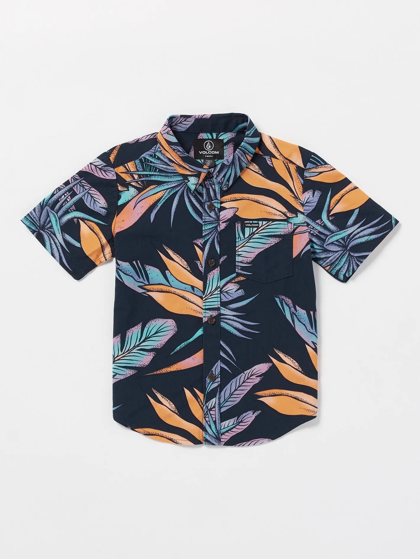 Little Boys Indo Spray Floral Woven Short Sleeve Shirt - Navy