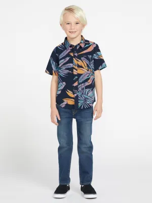 Little Boys Indo Spray Floral Woven Short Sleeve Shirt - Navy