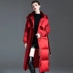 Long Red Winter Puffer Coat Warmest Coats For Women