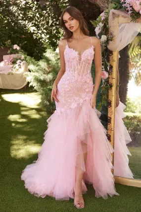 Lowry Prom Dress Lace & Tulle Mermaid Gown 6201327TXK-Blush LaDivine A1327 Andrea & Leo A1327