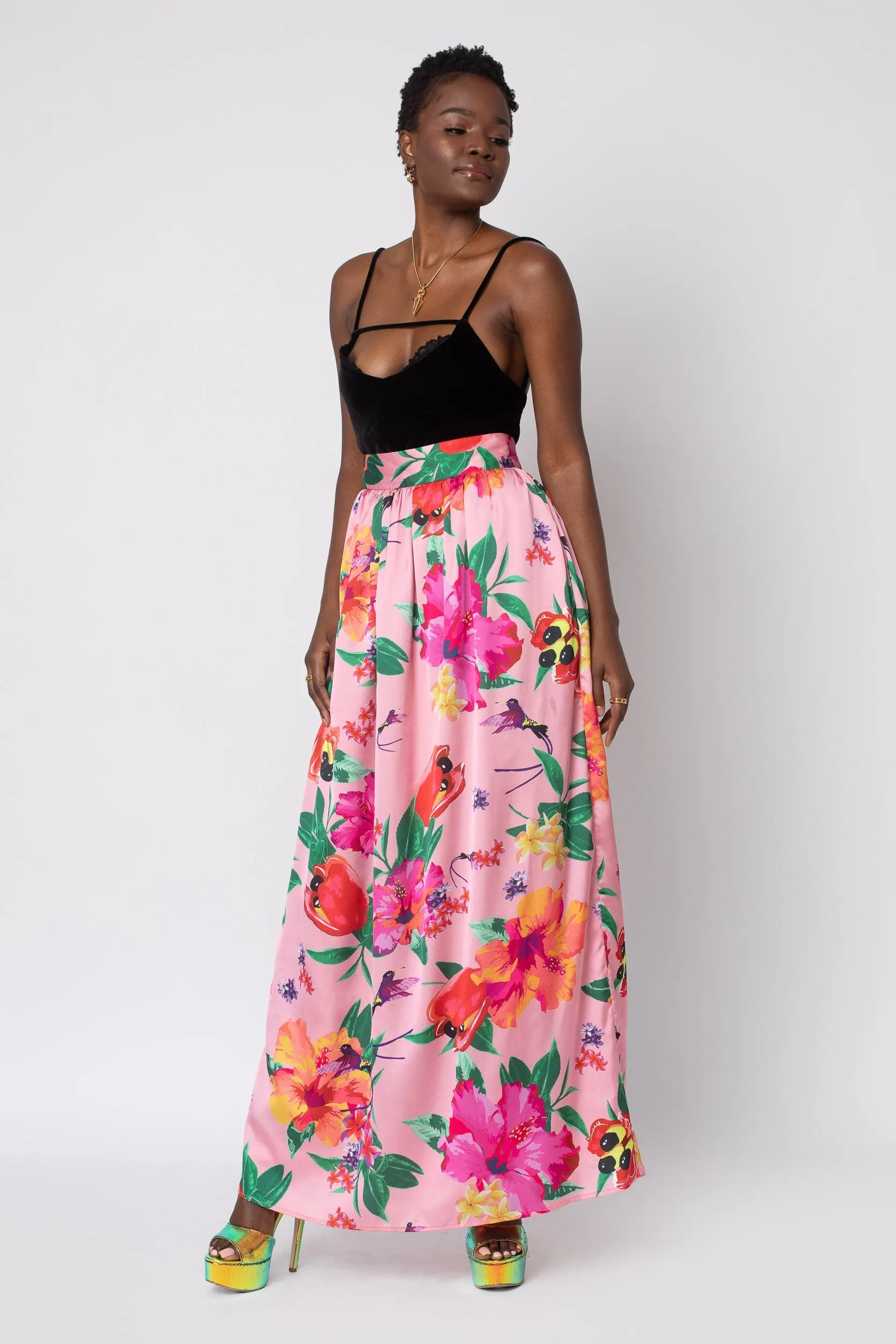 MADE TO ORDER: Ackee Print Maxi Full Length Skirt