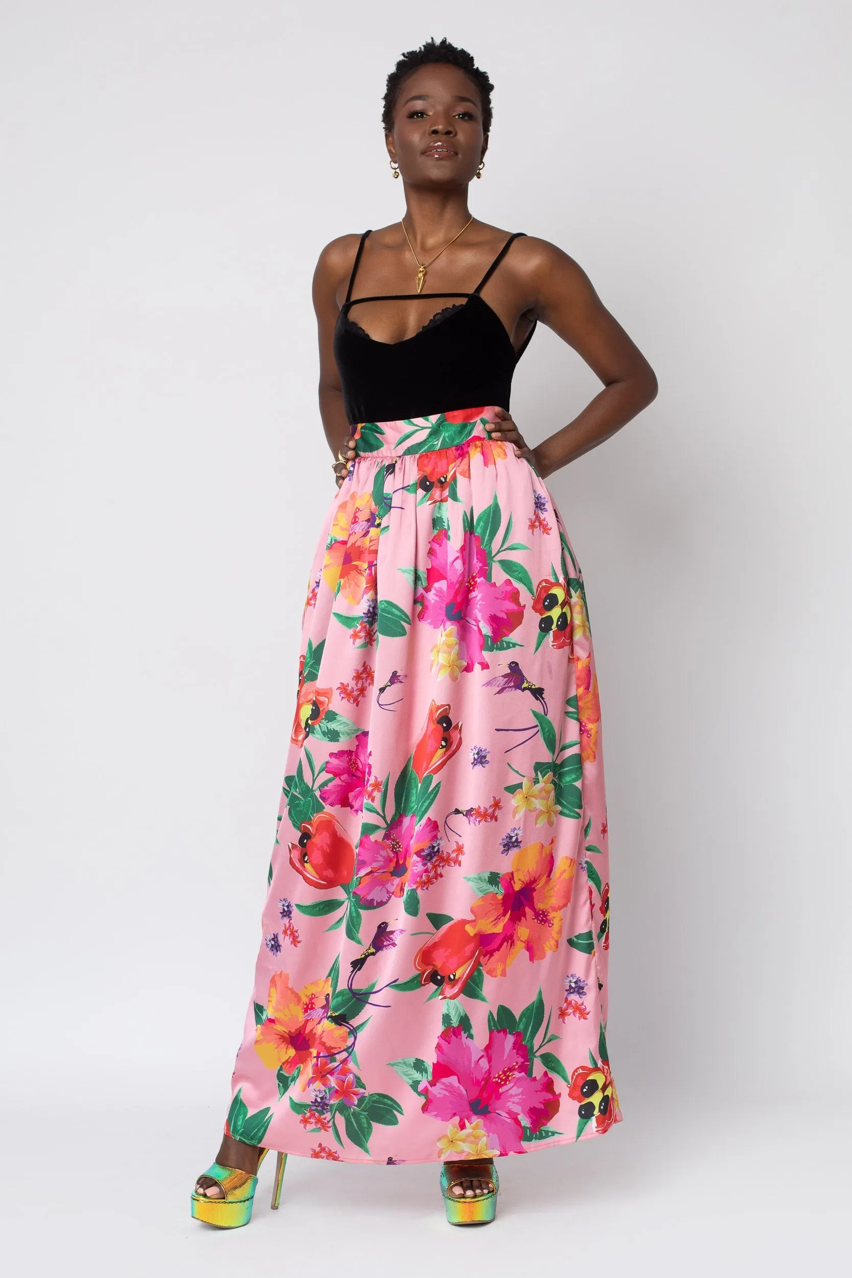 MADE TO ORDER: Ackee Print Maxi Full Length Skirt