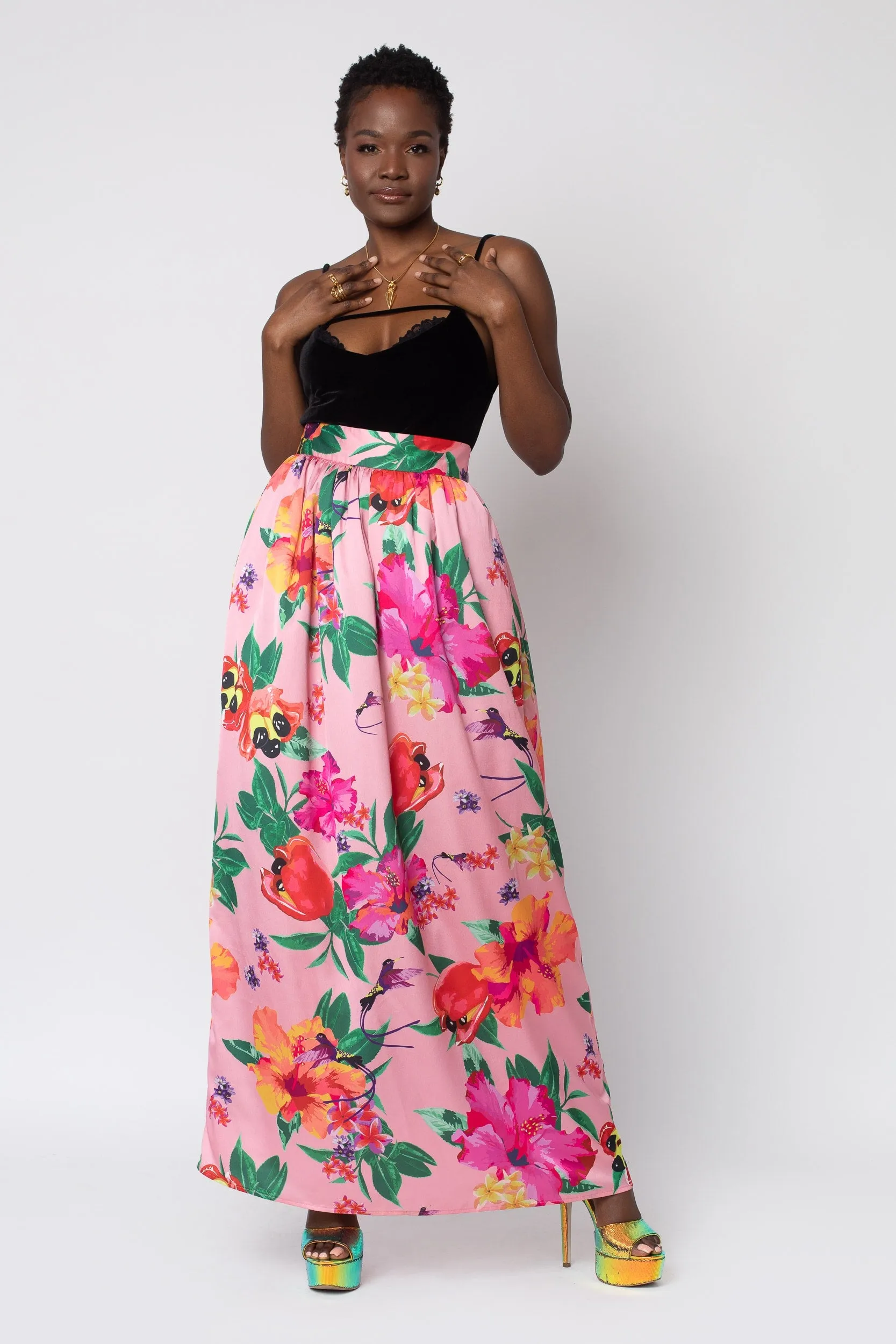 MADE TO ORDER: Ackee Print Maxi Full Length Skirt