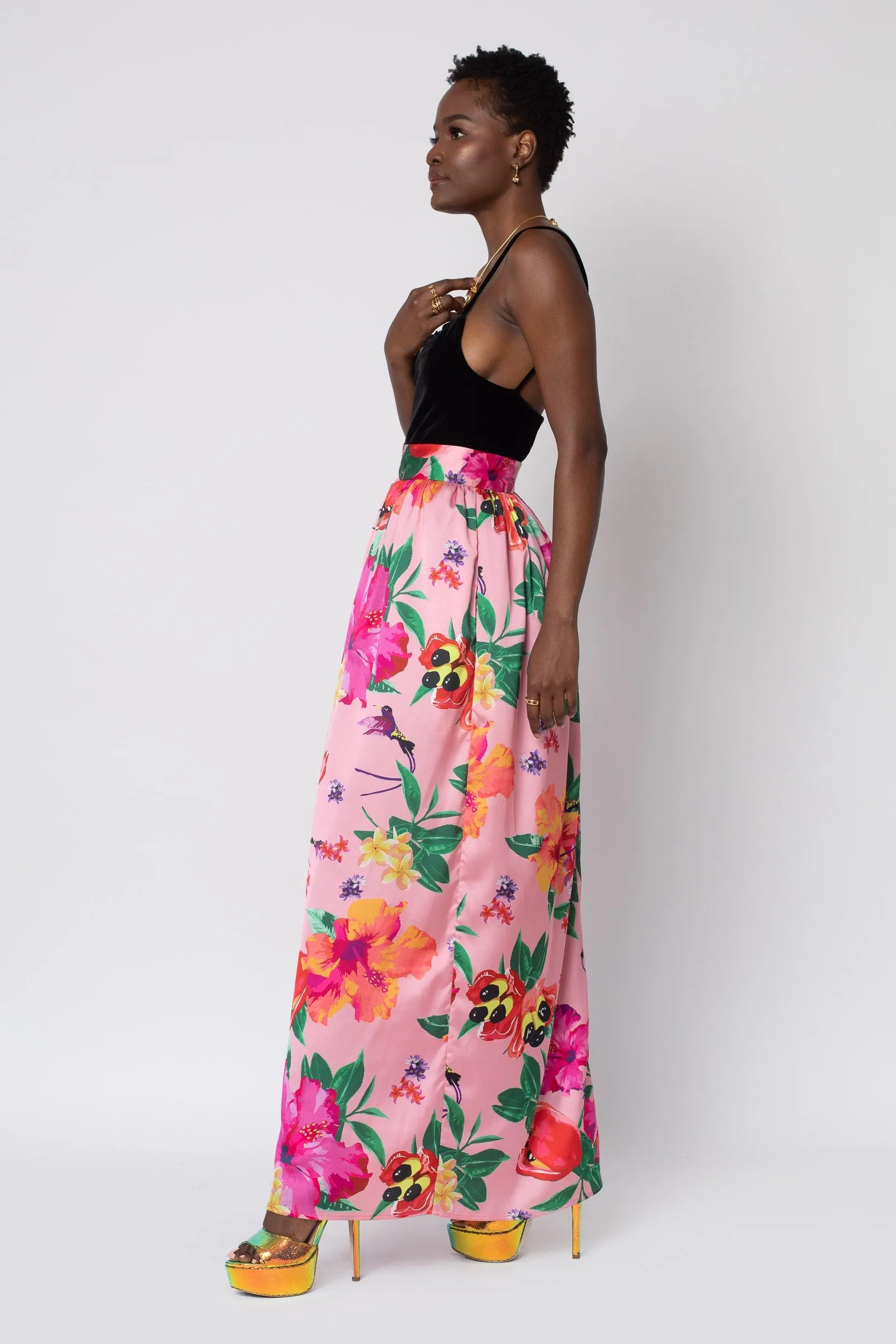 MADE TO ORDER: Ackee Print Maxi Full Length Skirt