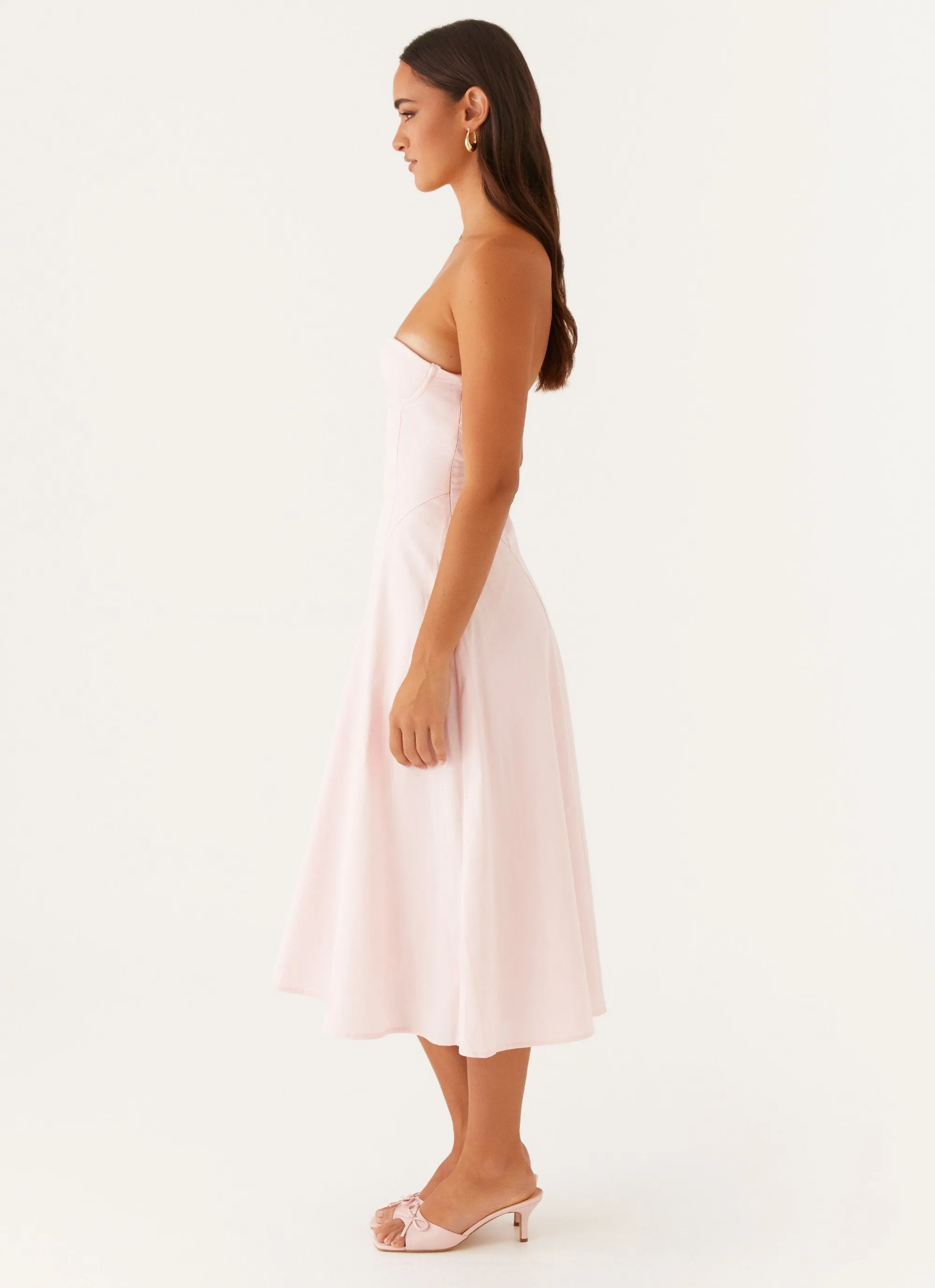 Maika Strapless Midi Dress - Pink