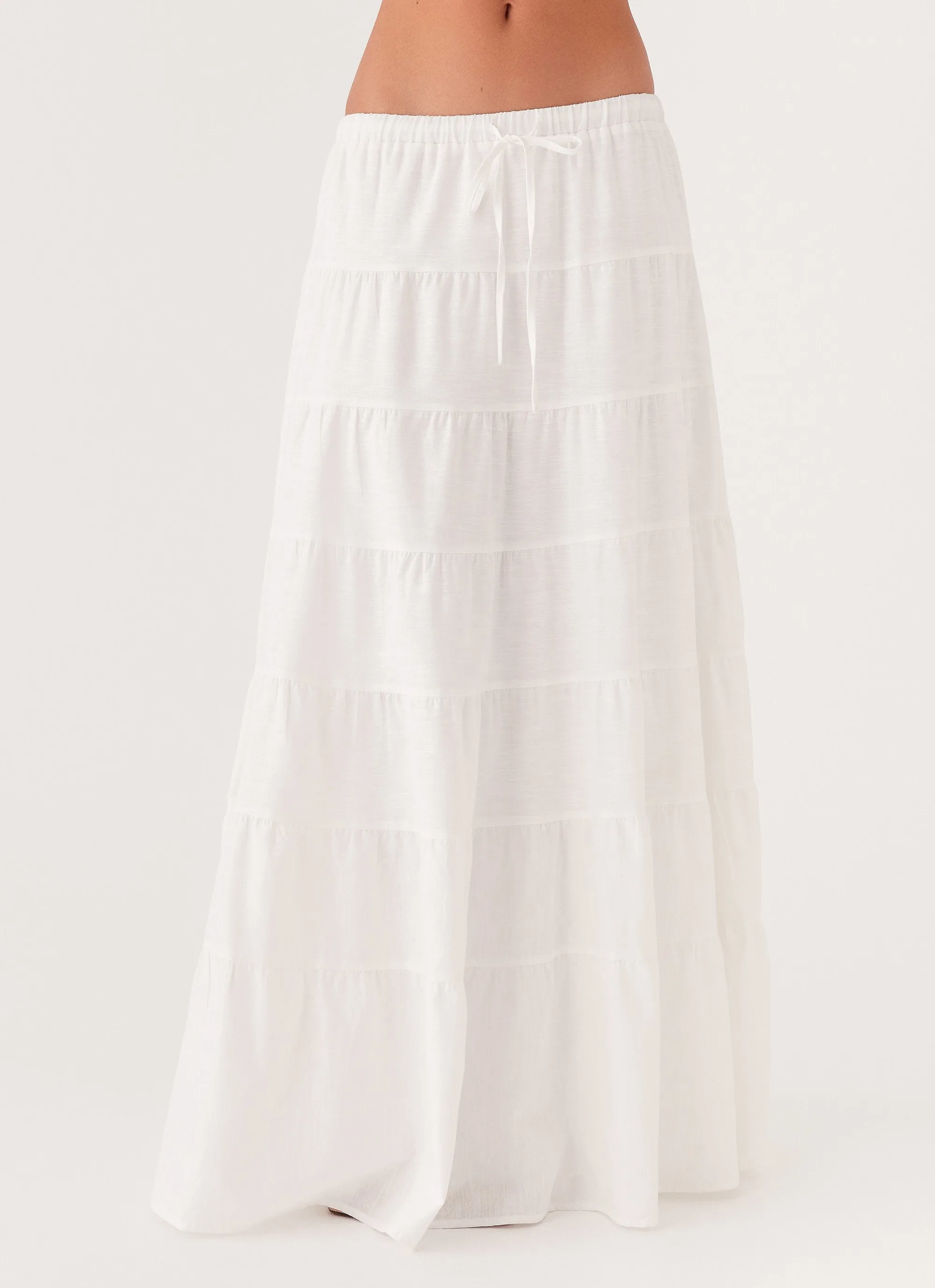 Mariella Linen Maxi Skirt - White