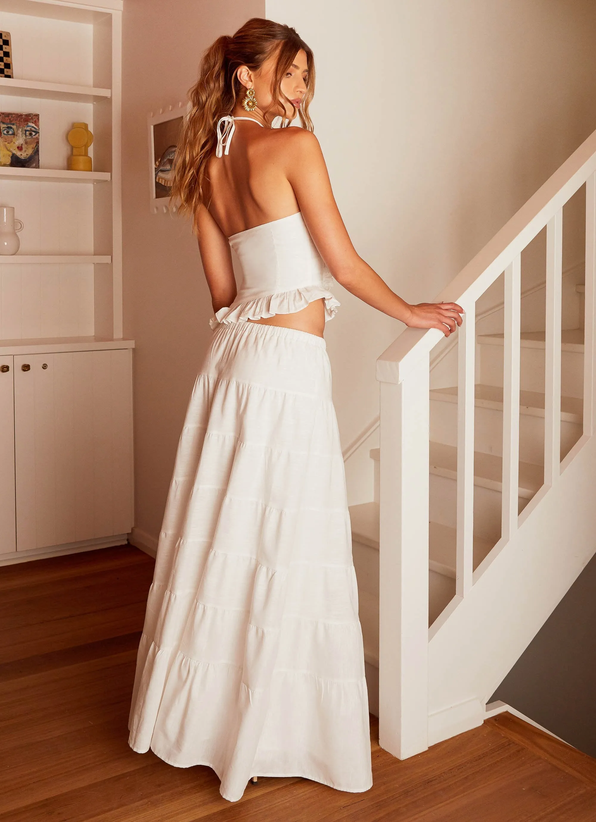 Mariella Linen Maxi Skirt - White