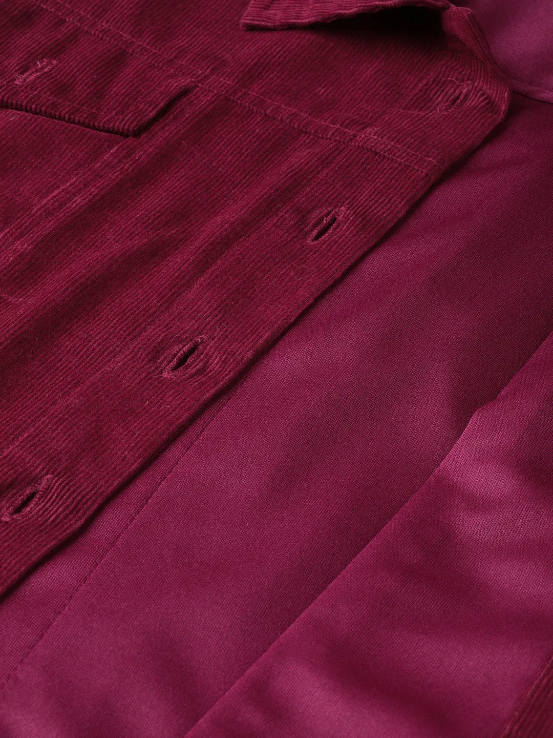 Maroon Corduroy Bomber Jacket