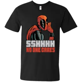 Marvel Deadpool Shhh No One Cares Whisper Men V-Neck T-Shirt