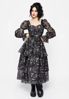 Melancholia Virago Puff Sleeve Layered Organza Midaxi Dress