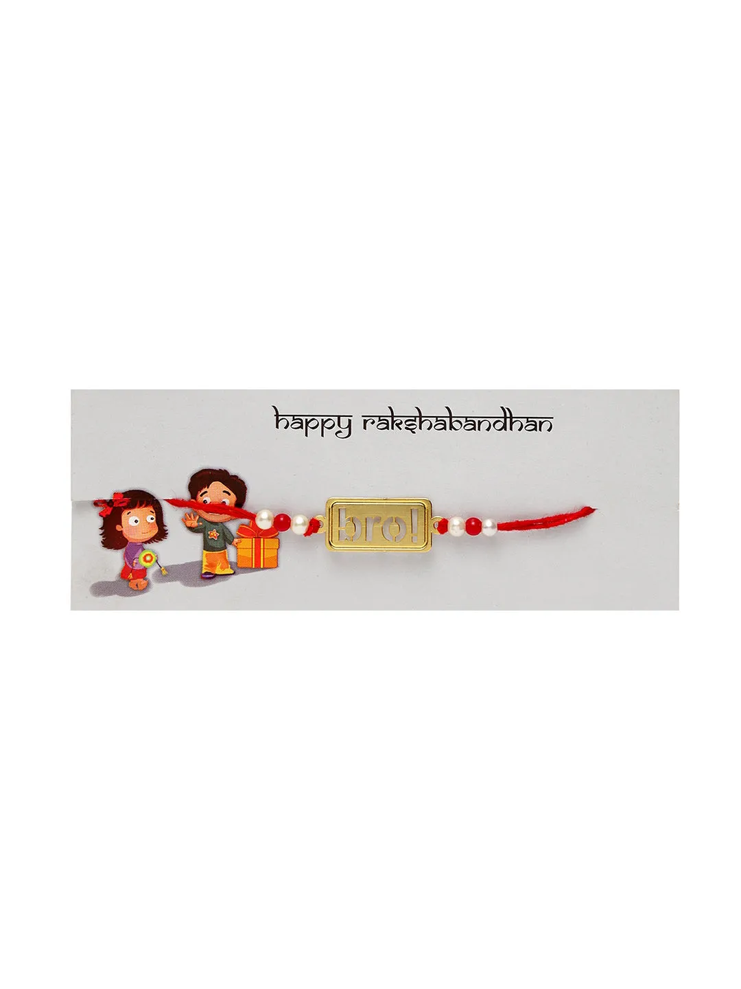 Men Gold-Plated & Red Brass Handcrafted BRO Rakhi Gift Set