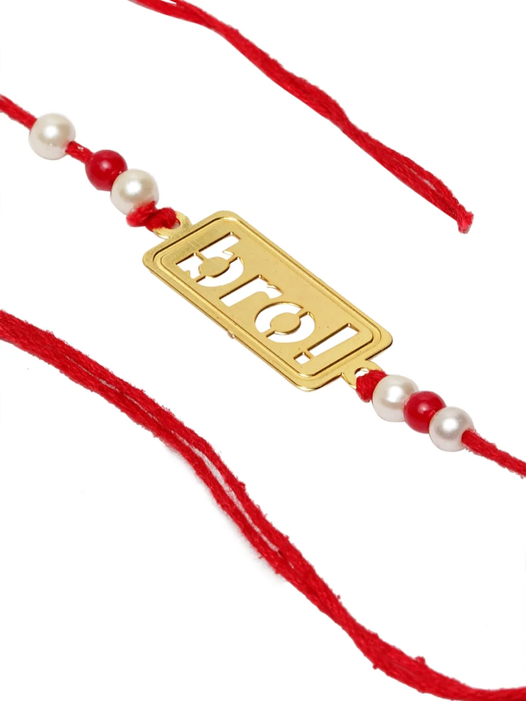 Men Gold-Plated & Red Brass Handcrafted BRO Rakhi Gift Set