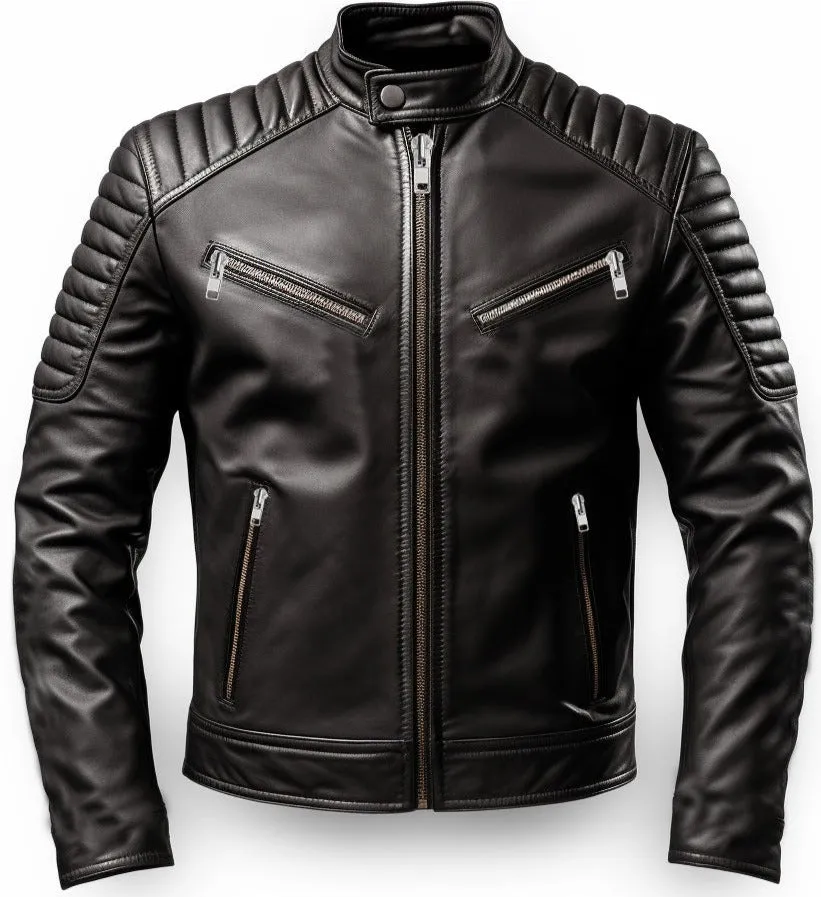 Men Harvey Black Moto Leather Jacket