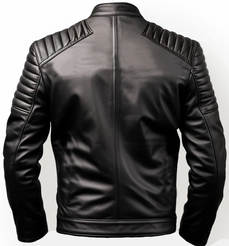 Men Harvey Black Moto Leather Jacket