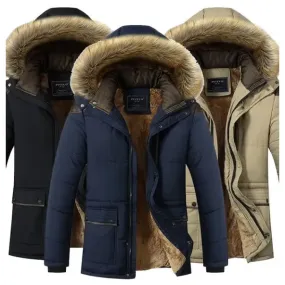 Men warm outwear cotton hooded down coat