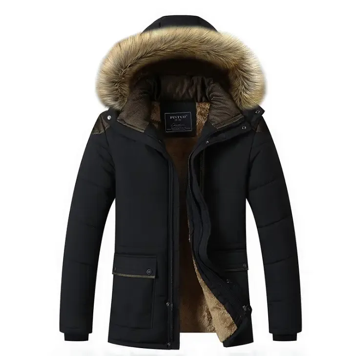 Men warm outwear cotton hooded down coat