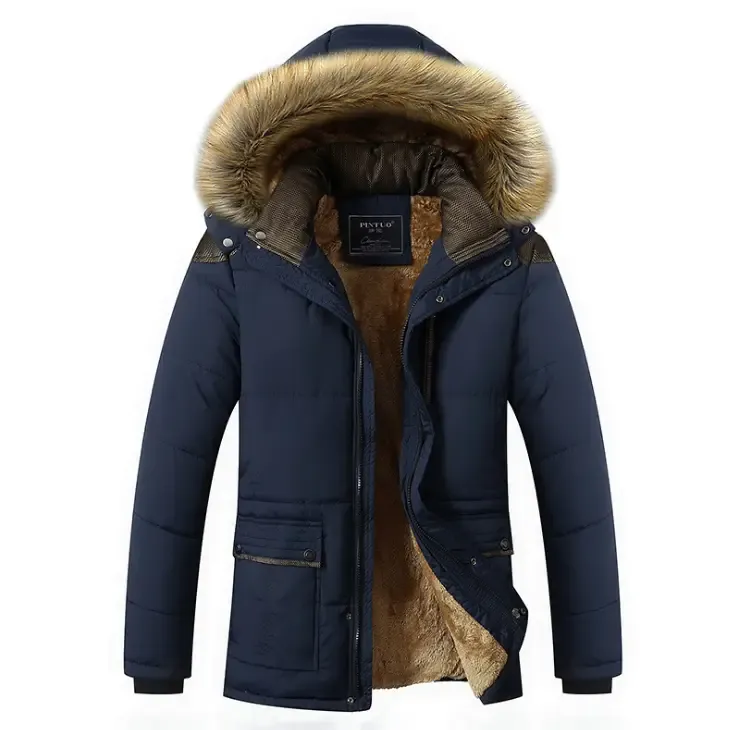 Men warm outwear cotton hooded down coat