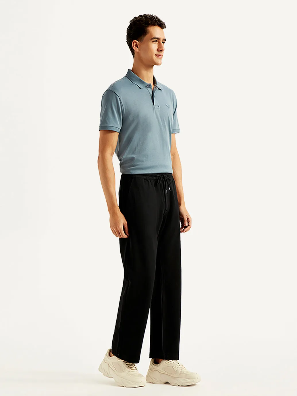 Men's Black Relaxed Fit Track Pants