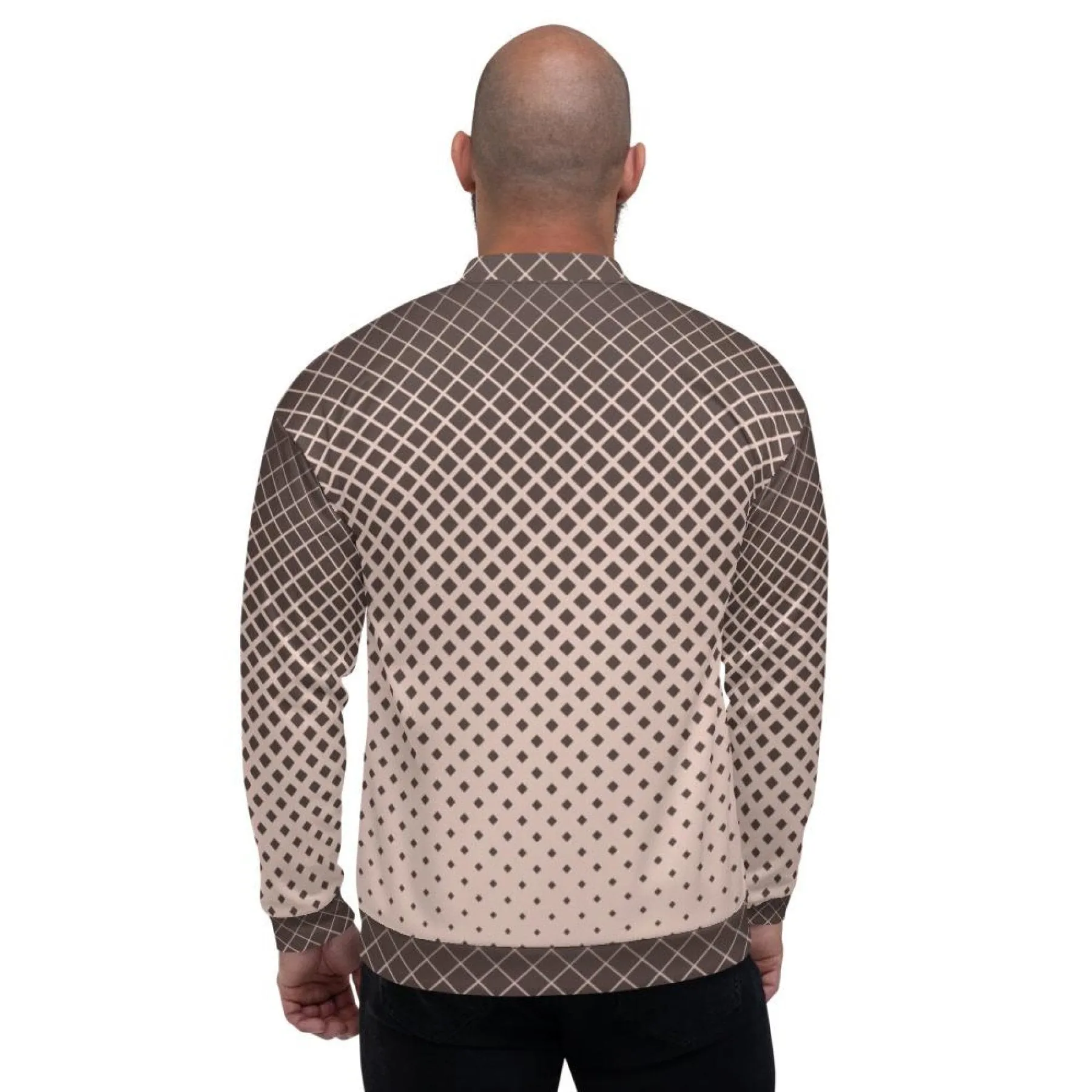 Mens Jacket - Edgy Half Tone Polka Dot Bomber Jacket / Burgundy