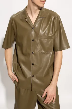 Men's Trendy Olive Green Leather Shirt