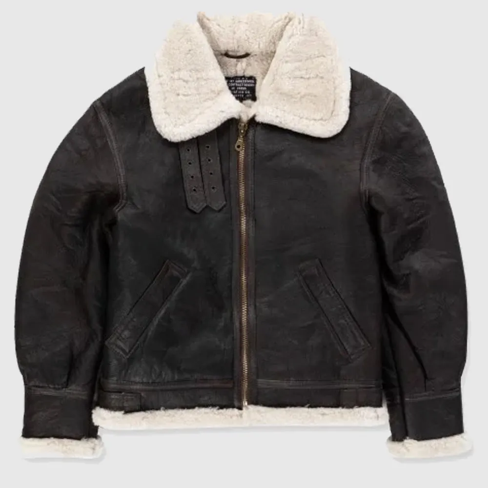 Military Surplus B-3 Shearling Flight Jacket Black