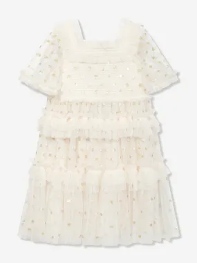 Needle & Thread Girls Polka Dot Smocked Dress in Ivory