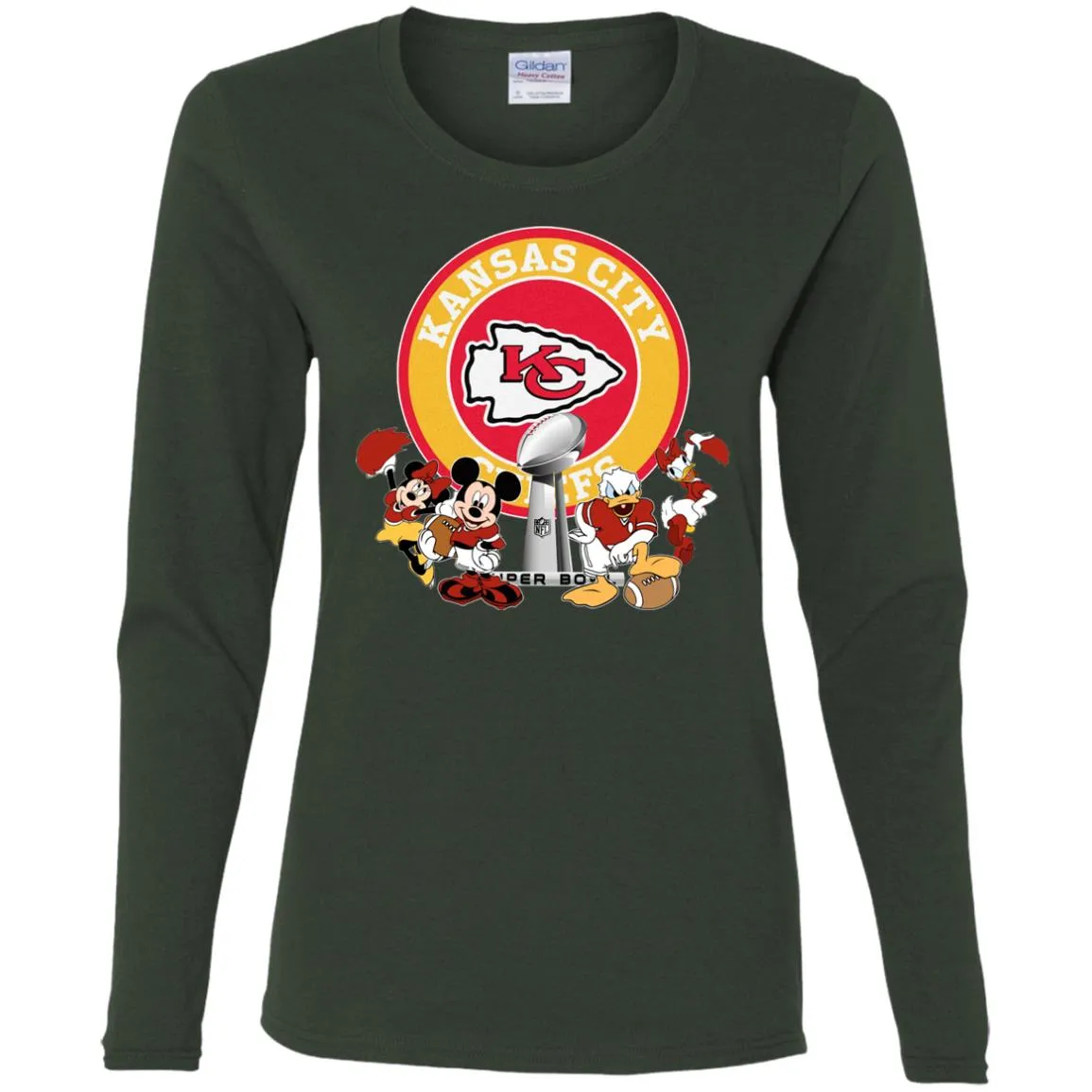 Nfl – Kansas City Chiefs Super Bowl 2019 Mickey Mouse Minnie Mouse Donald Duck Daisy Duck Football Women Long Sleeve Shirt