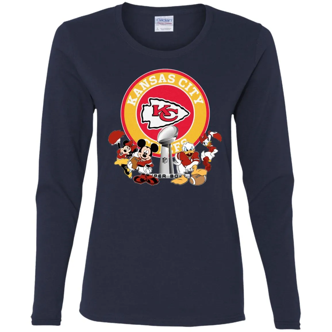 Nfl – Kansas City Chiefs Super Bowl 2019 Mickey Mouse Minnie Mouse Donald Duck Daisy Duck Football Women Long Sleeve Shirt