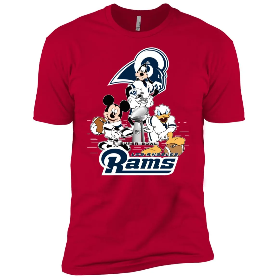 Nfl – Los Angeles Rams Donald Duck Goofy Mickey Mouse Super Bowl 2019 Football Men Short Sleeve T-Shirt