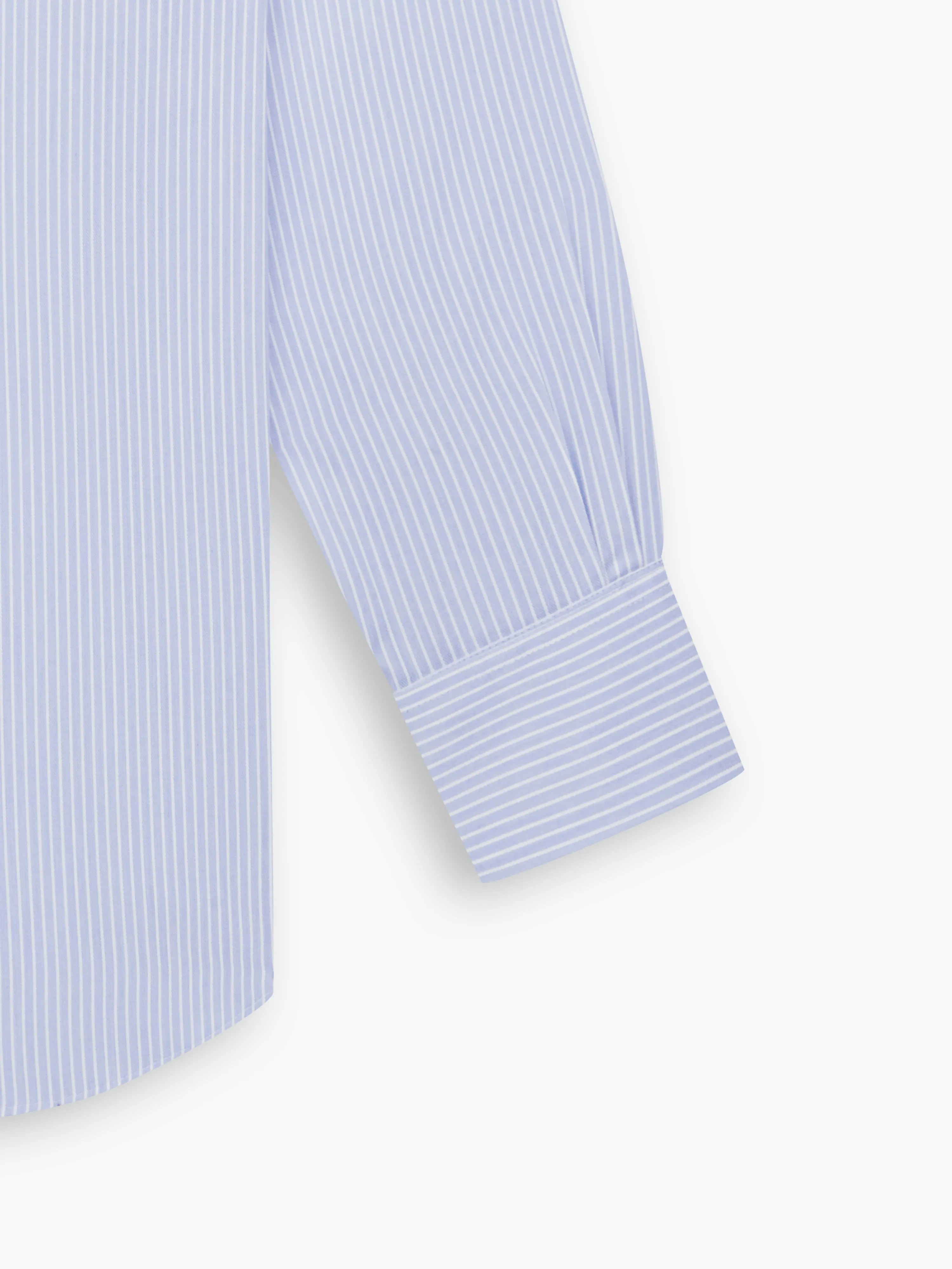 Non-Iron Blue Chalk Stripe Twill Fitted Double Cuff Classic Collar Shirt