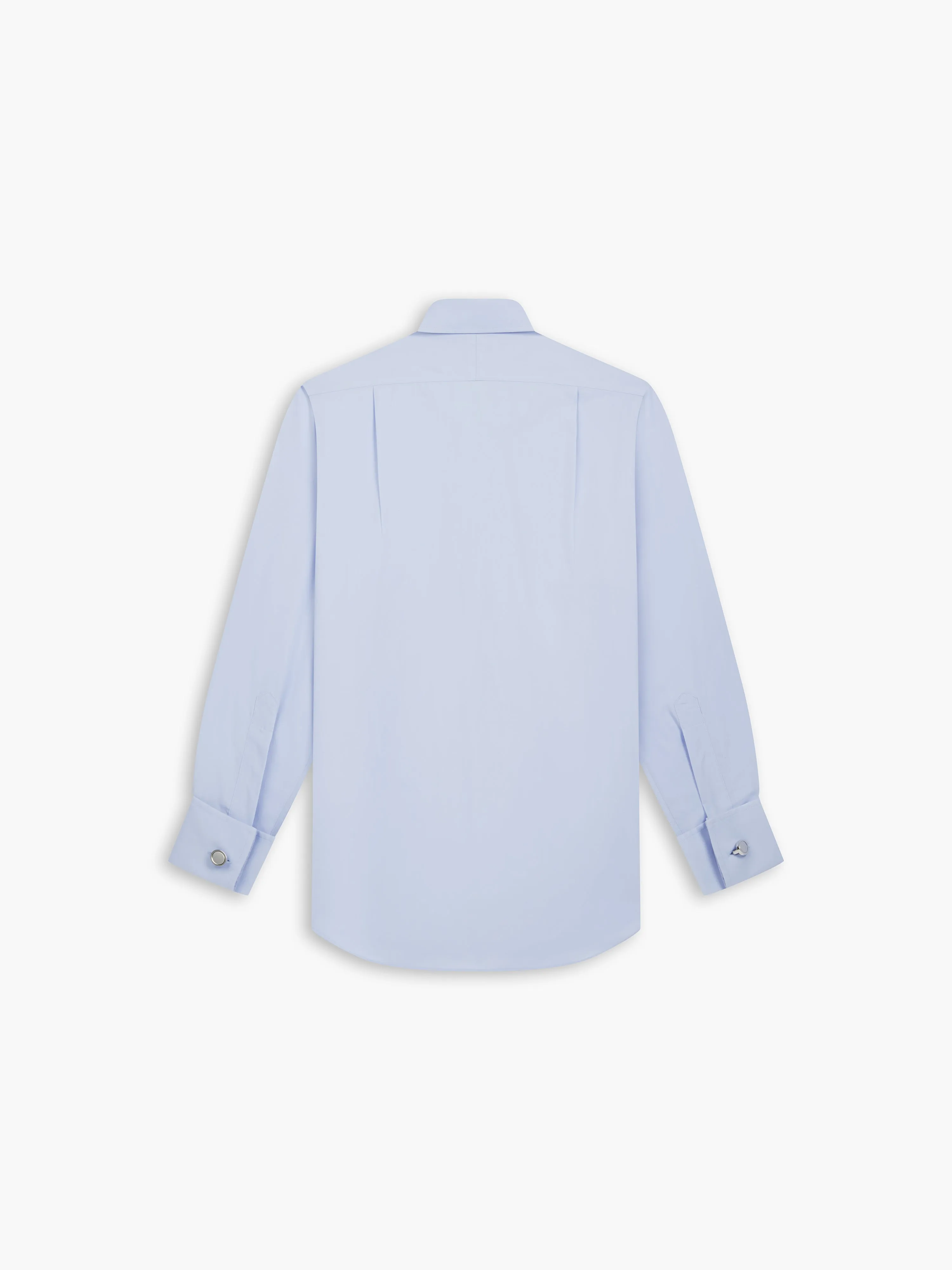 Non-Iron Blue Poplin Fitted Double Cuff Classic Collar Shirt