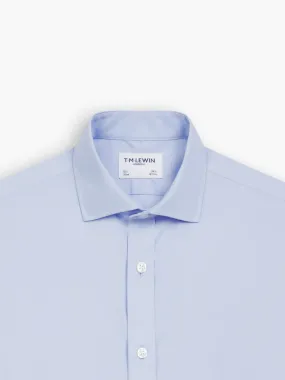 Non-Iron Blue Poplin Slim Fit Double Cuff Cutaway Collar Shirt