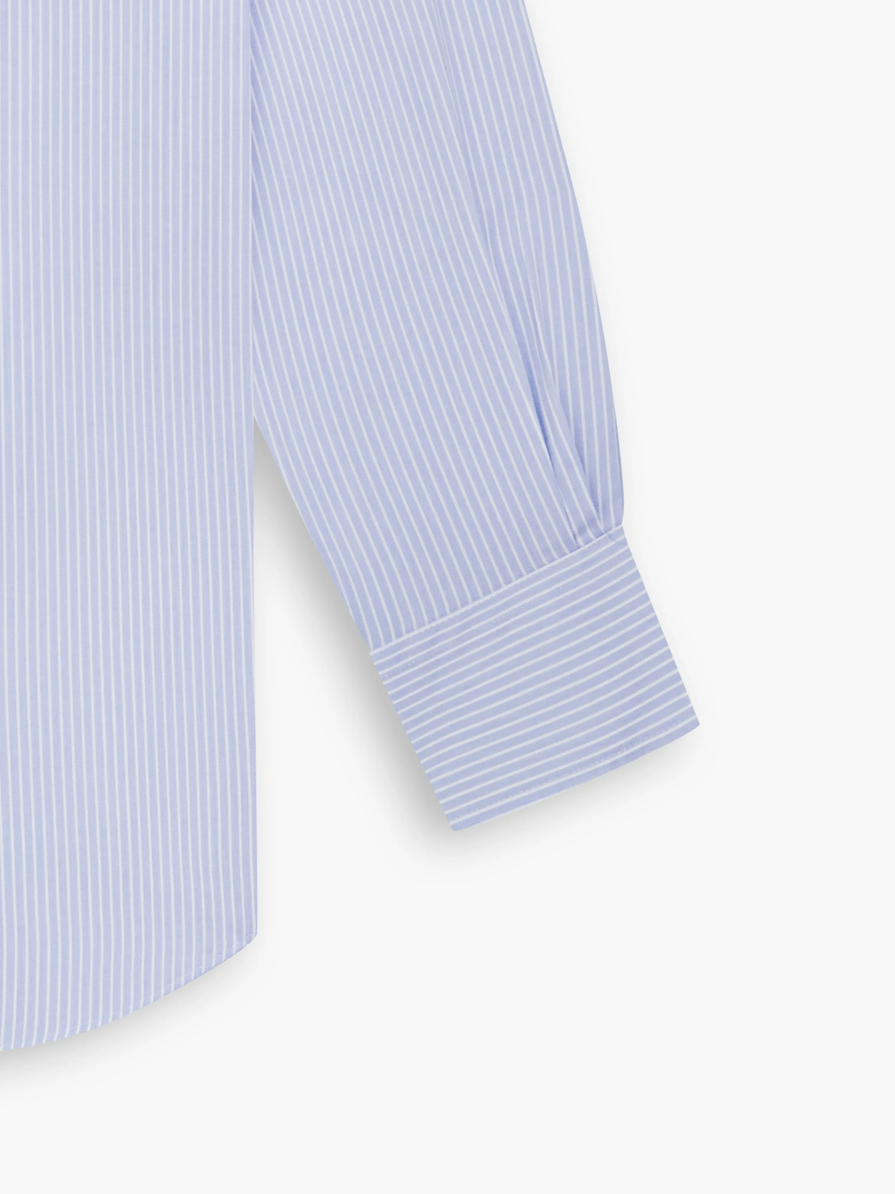 Non-Iron Light Blue Chalk Stripe Twill Fitted Single Cuff Classic Collar Shirt