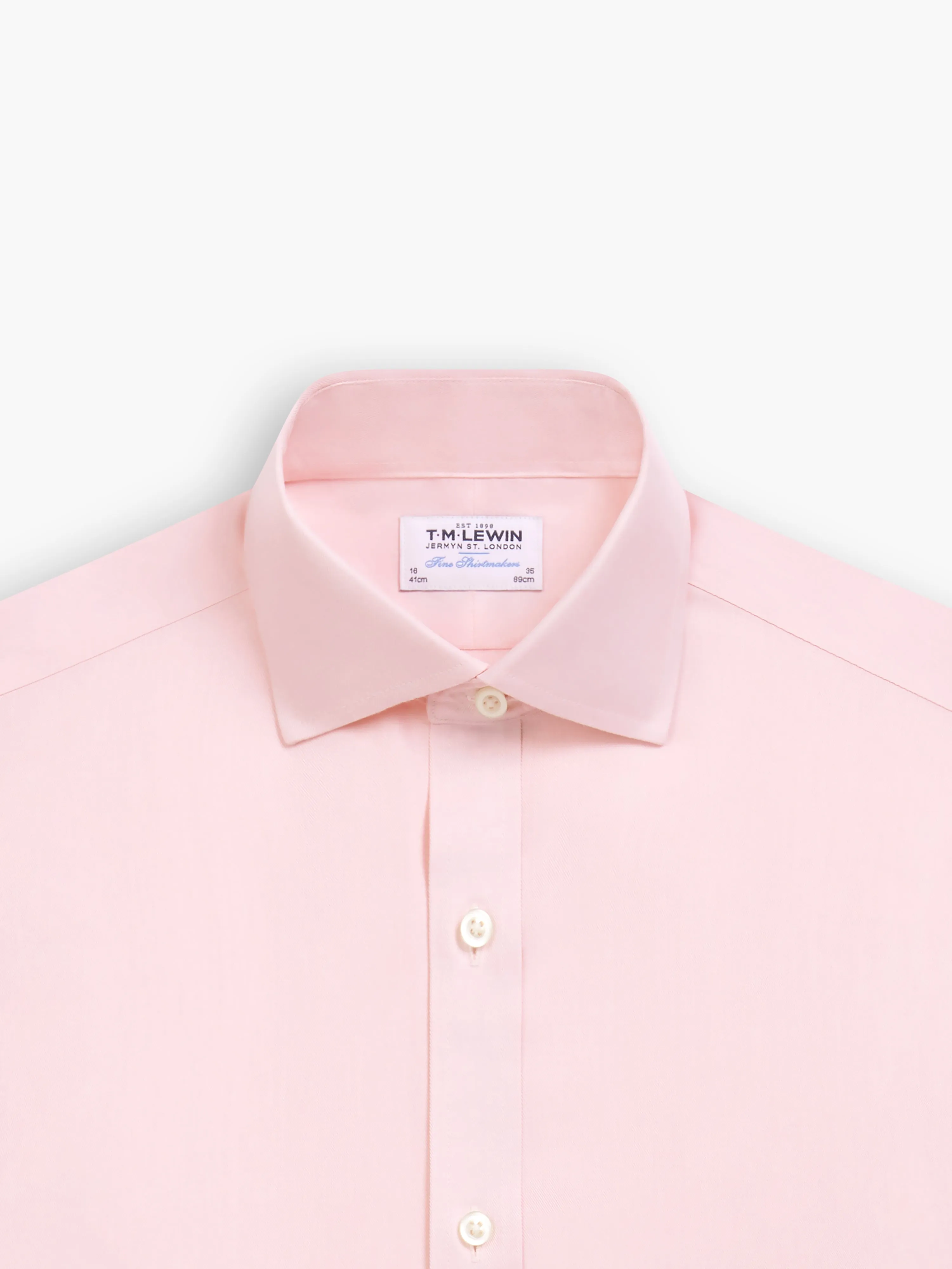 Non-Iron Pink Twill Slim Fit Single Cuff Classic Collar Shirt