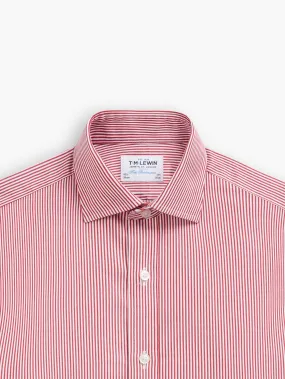 Non-Iron Red Bengal Stripe Twill Slim Fit Single Cuff Classic Collar Shirt