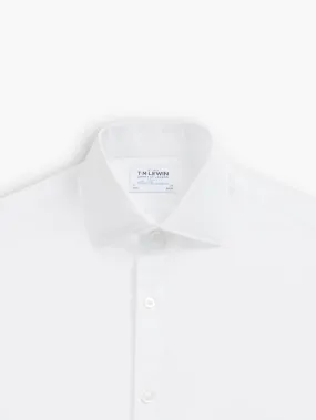 Non-Iron White Poplin Fitted Double Cuff Classic Collar Shirt