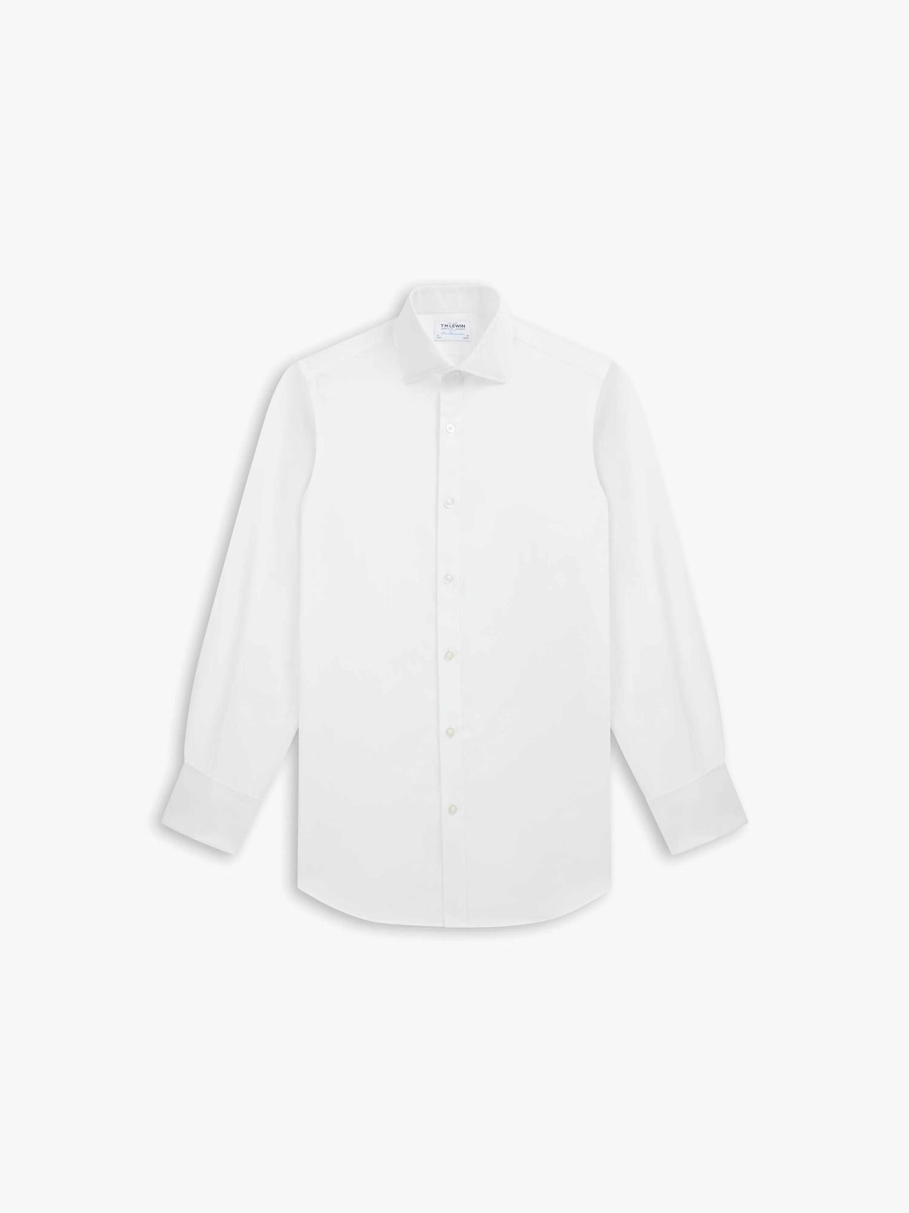 Non-Iron White Poplin Fitted Double Cuff Classic Collar Shirt